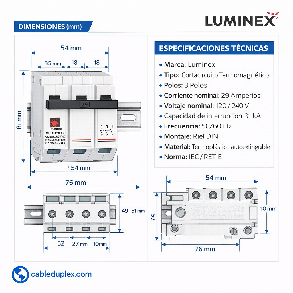 Breaker pacha 3 polos LUMINEX